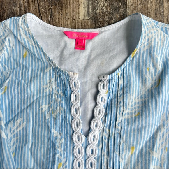 Lilly Pulitzer Blue and White Hollie Tunic Dress L - Picture 4 of 7